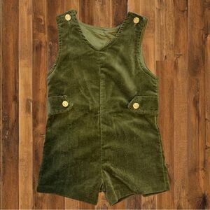 ✨ Vintage Green Corduroy Toddler Romper – Size 3T ✨